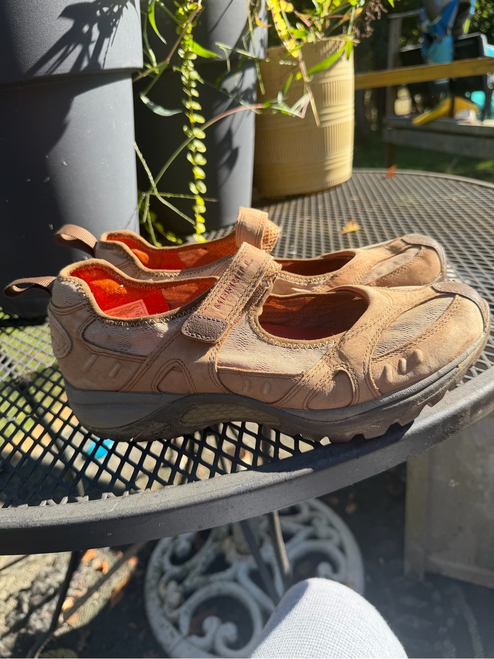 Merrell Women's Tan Mary Jane Flats with Orange Lining